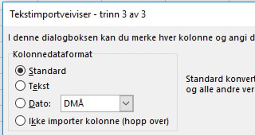 Tekstimportveiviser 3 