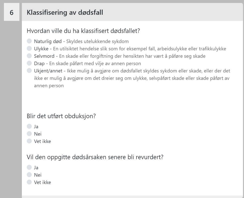 Klassifikasjon av dødsfall
