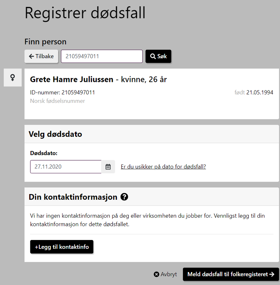 Registrer dødsfall
