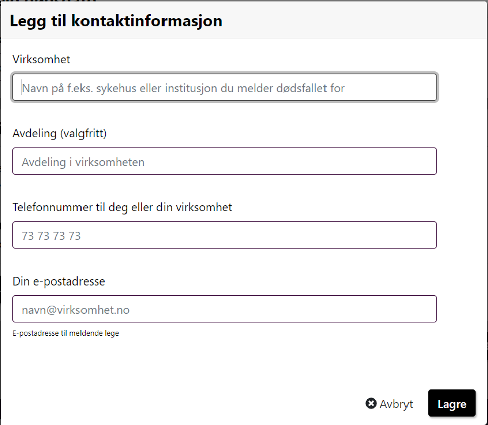 Legens kontaktinformasjon
