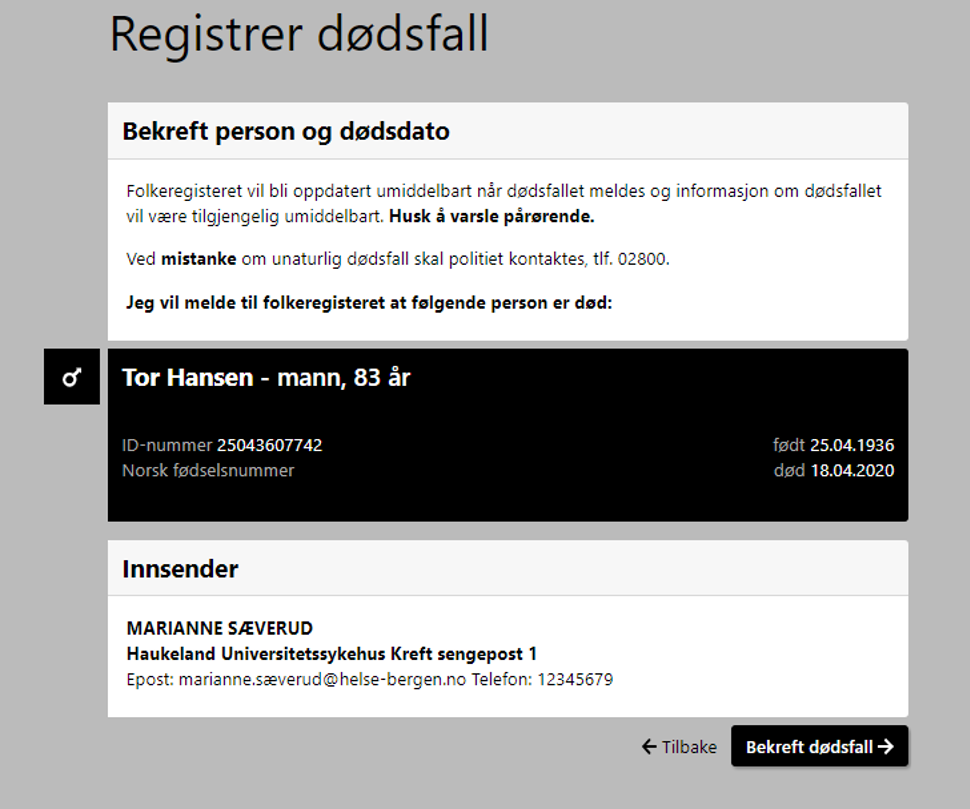 Registrer dødsfall
