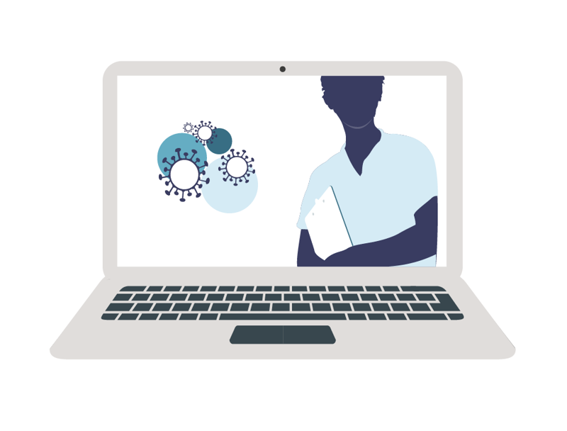 Illustrasjon av digitalt webinar.