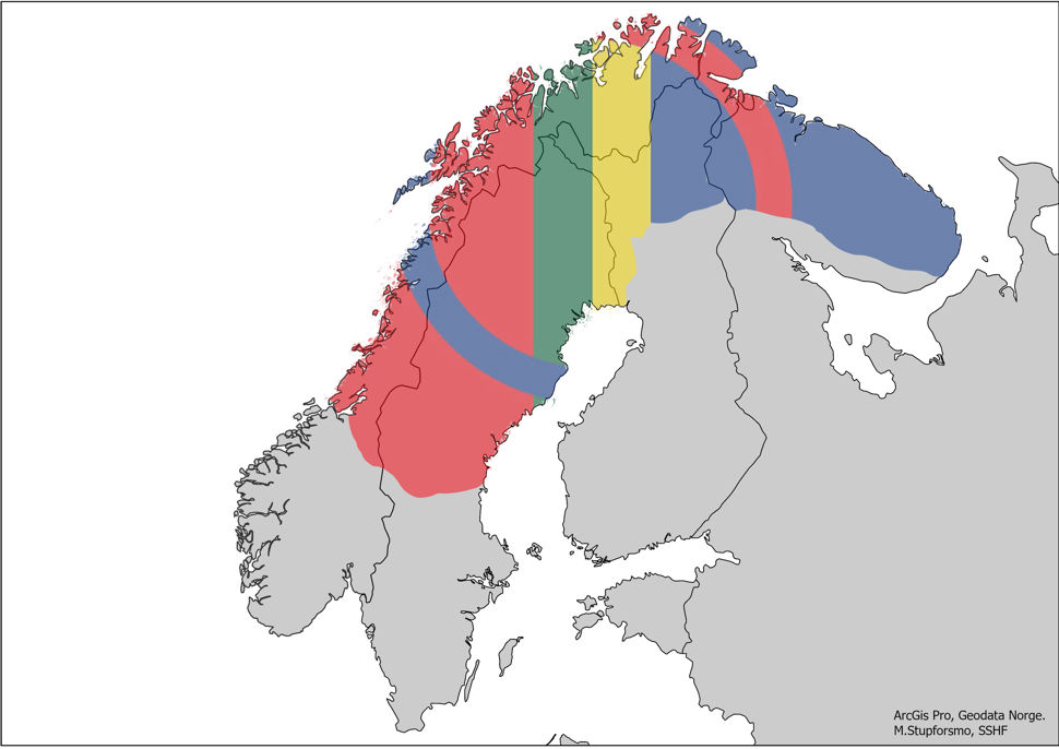 Tegnet kart over Sapmi